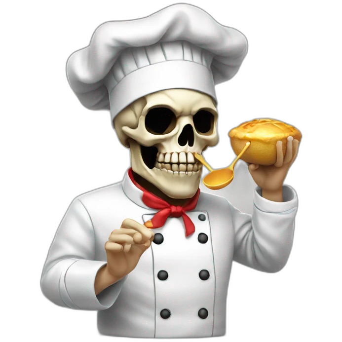 Skull chef blowing kiss emoji