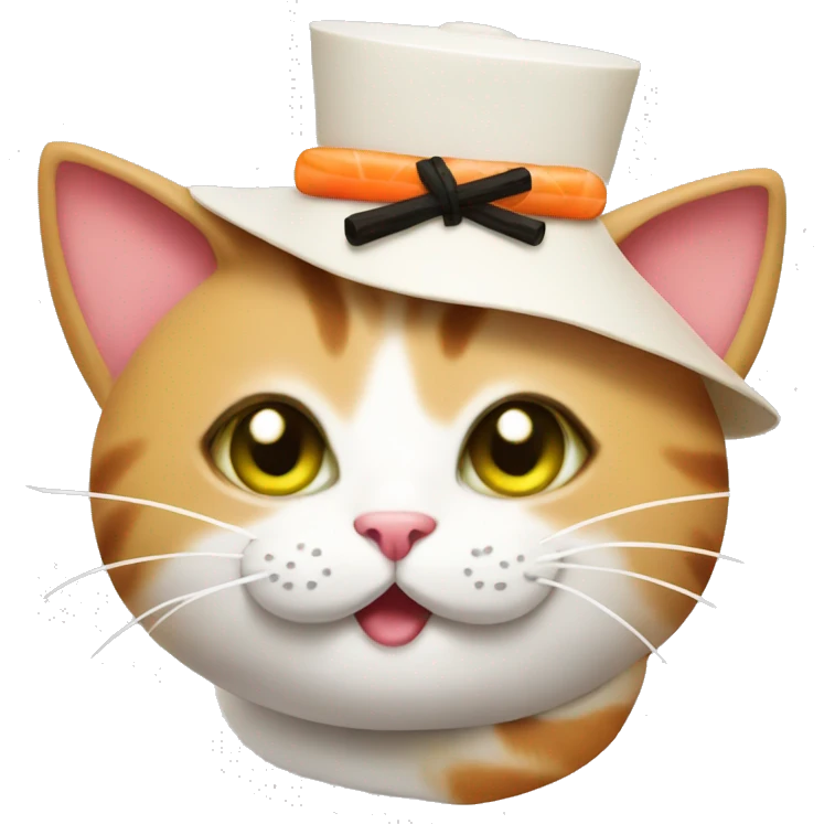 cat wearing sushi as a hat emoji