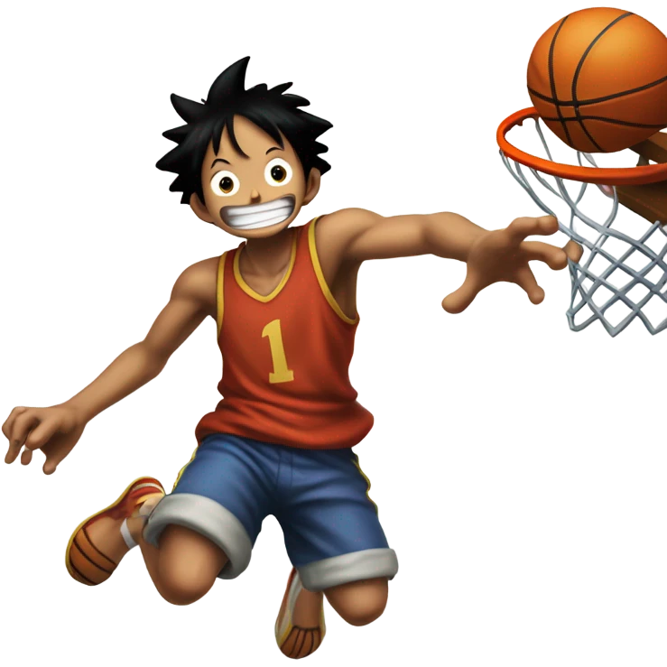 Luffy dunking a basketball emoji