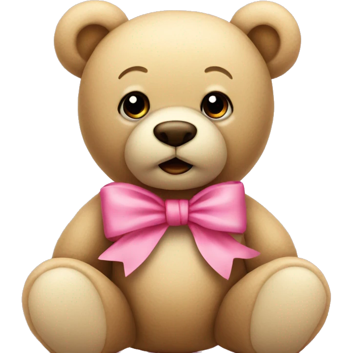 beige teddy bear with pink bow emoji
