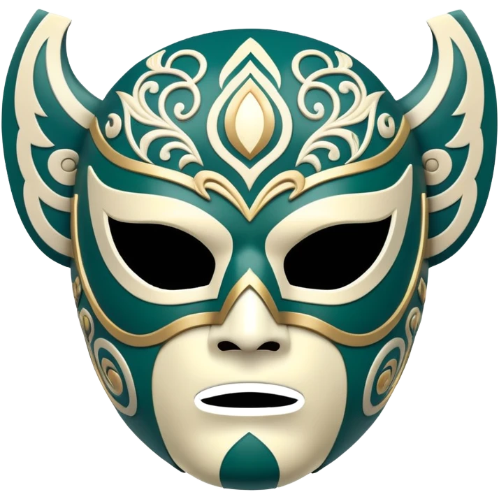 forest green, cream, and Carolina blue luchador mask emoji