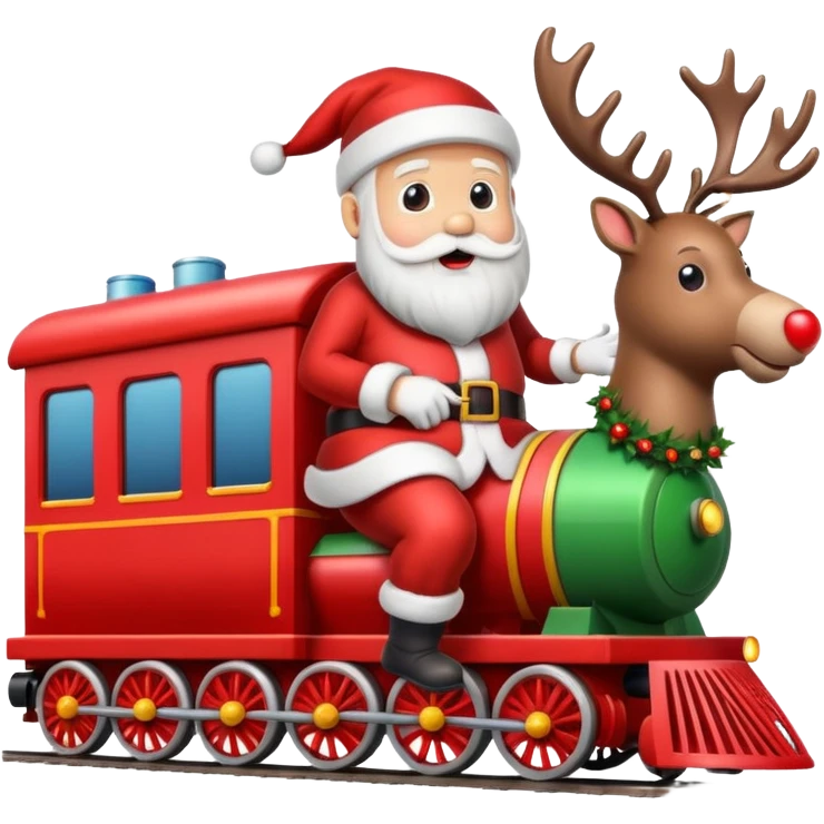 treno do papai noel com varias renas de natal com papai noel  emoji