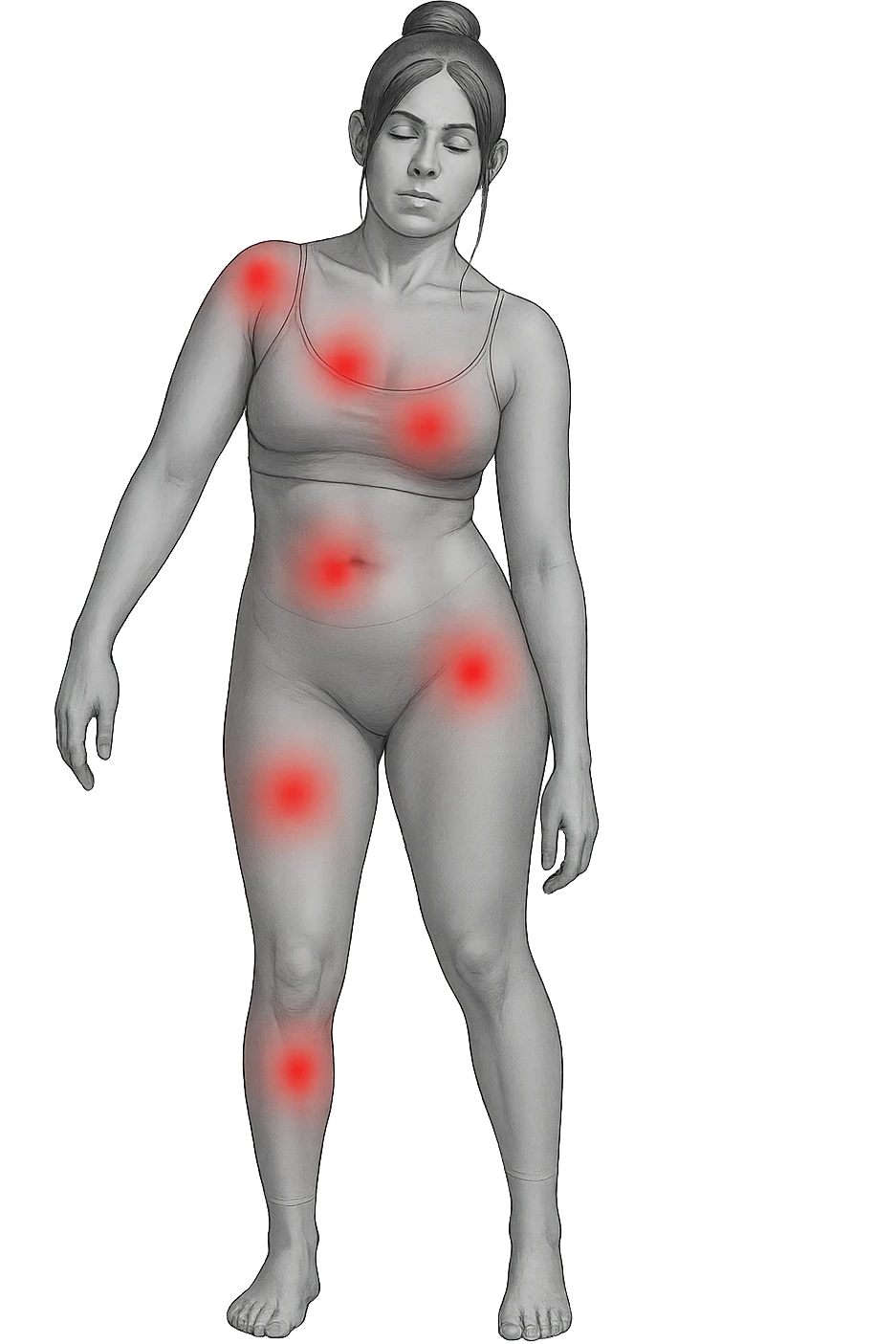 Donna asimmetrica con dolori immagine medica emoji