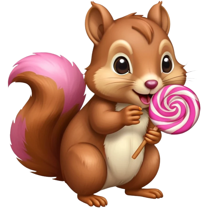 A squirrel eating an lollipop ￼ emoji