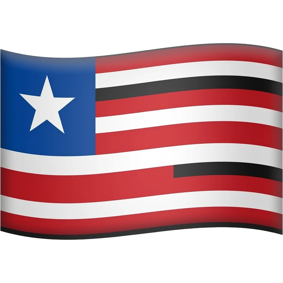 possui nove listras horizontais intercaladas nas cores vermelho, branco e preto, representando a mistura das etnias indígena, branca e negra. No canto superior esquerdo, há um cantão azul com uma estrela branca representando a Beta da constelação de Escorpião. emoji