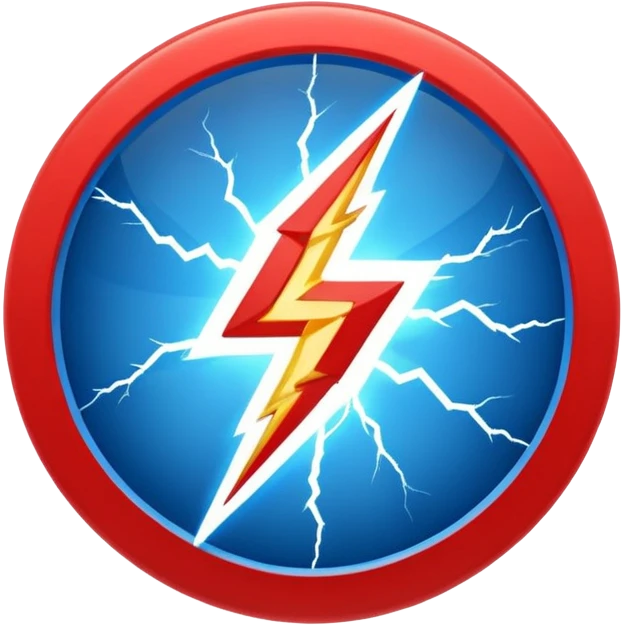 Red and blue lightening in a circle shape with effects like real one  emoji