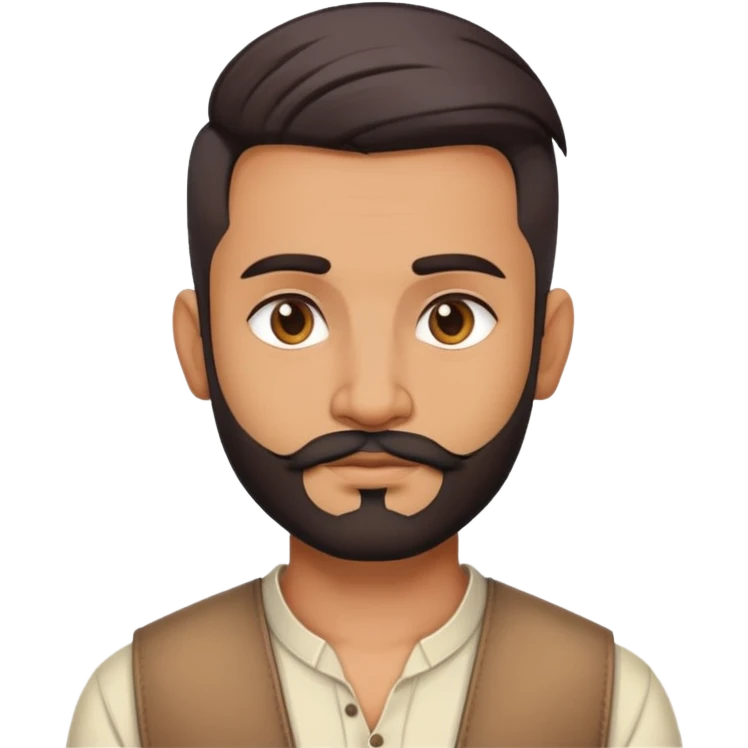 indian man with undercut hair style in casual dress with light facial hair, normal face emoji