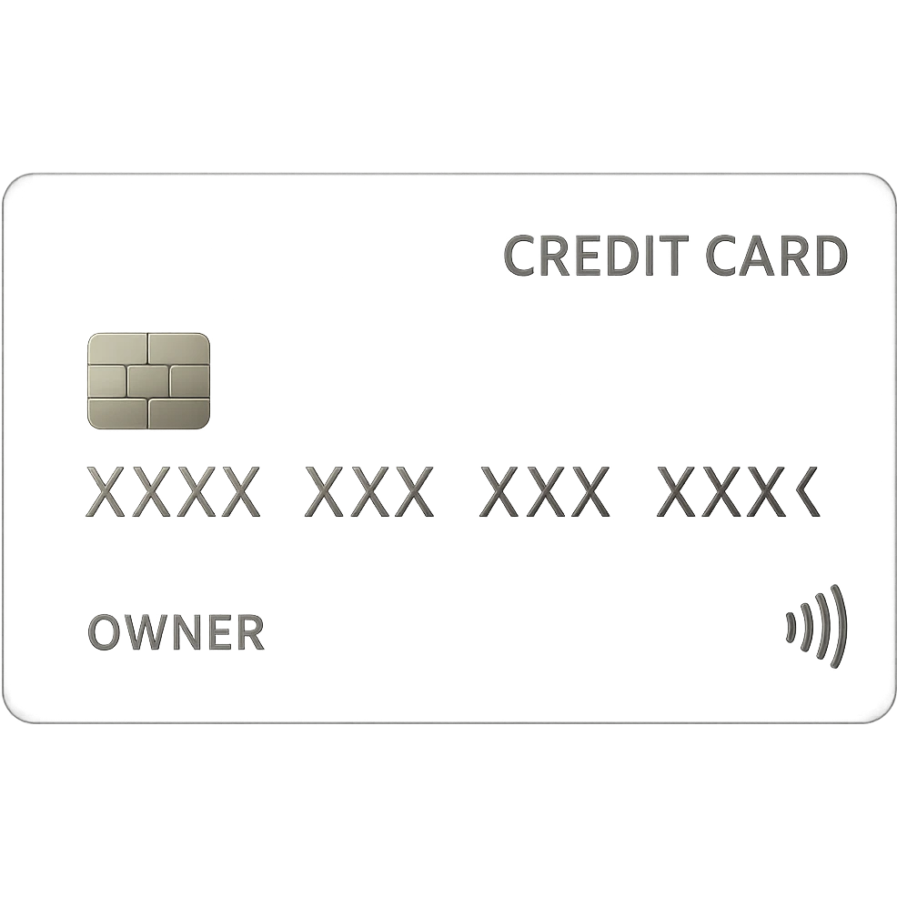Add the name 'OWNER' and show the card number as XXXX XXXX XXXX XXXX, keeping the style shiny, modern, and minimal, with no background. The style should be shiny, modern, and minimal. emoji