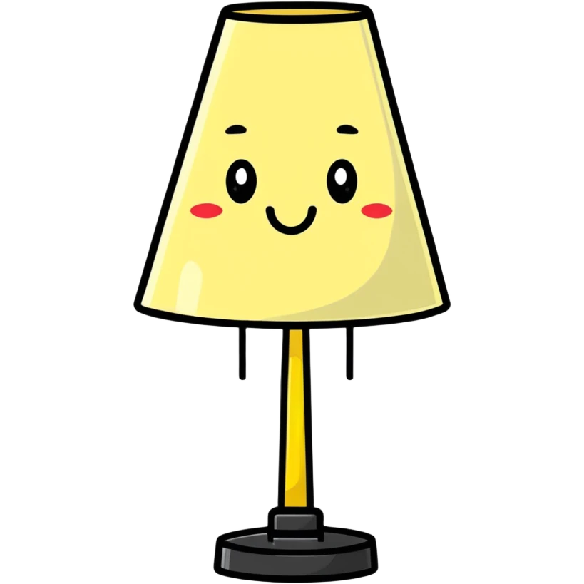 table lamp with cheerful face emoji