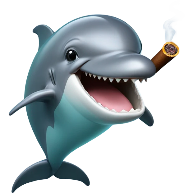 A dolphin smoking a cigar emoji