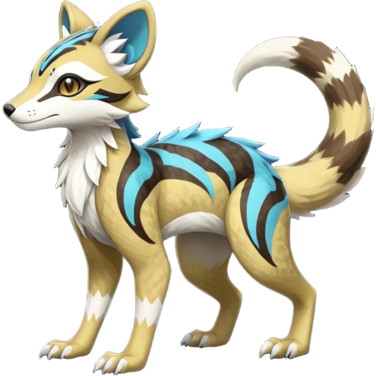 Rare realistic shiny exotic cute epic pretty beautiful handsome gorgeous aesthetic colorful vibrant Vernid-Fionbri-Protogen-Primagen-Sergal-Wickerbeast-Genet-Trico-species-Fakemon-hybrid-creature by LiLaiRa, beautiful intricate markings, full body emoji