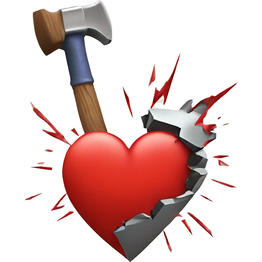 heart being shattered by a hammer emoji