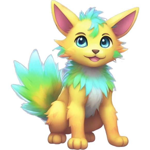 Anthro Fluffy Cool Cute Magical Elemental Shiny Colorful Neon Vibrant Colors Sparkle Kemono-style Chibi Fantasy-Animal-Fakémon-Pokémon-Hybrid Fur Sona Aesthetic Full Body emoji