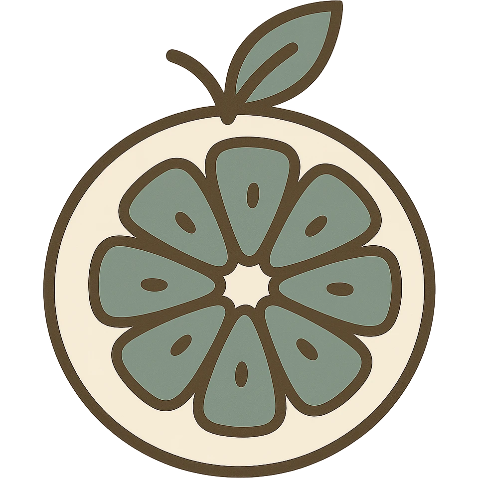Edit the flat icon of a pink grapefruit sliced in half using a different 3-4 color palette. Keep the design minimal and clean with no background. emoji