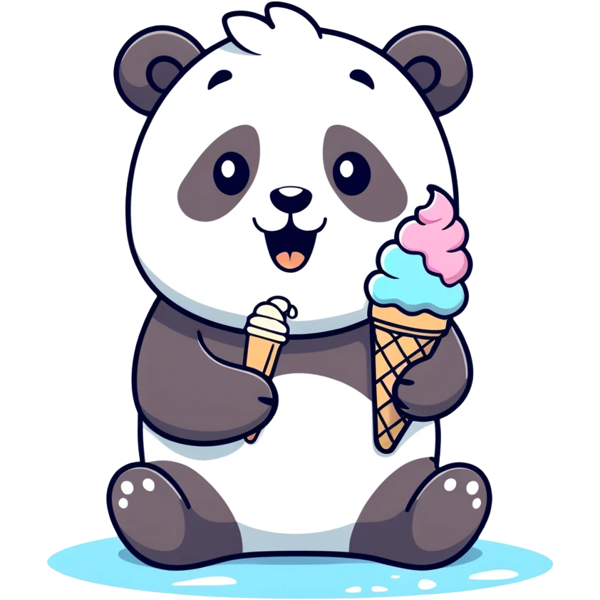 Panda eating ice cream emoji
