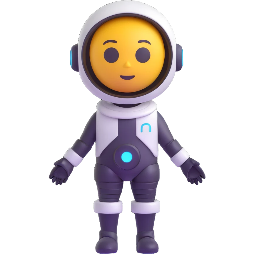 PK XD character, futuristic outfit, bright colors, 3D emoji style emoji