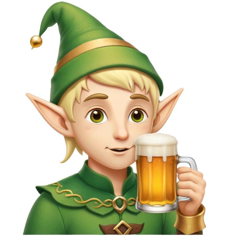 Elf drinking beer emoji