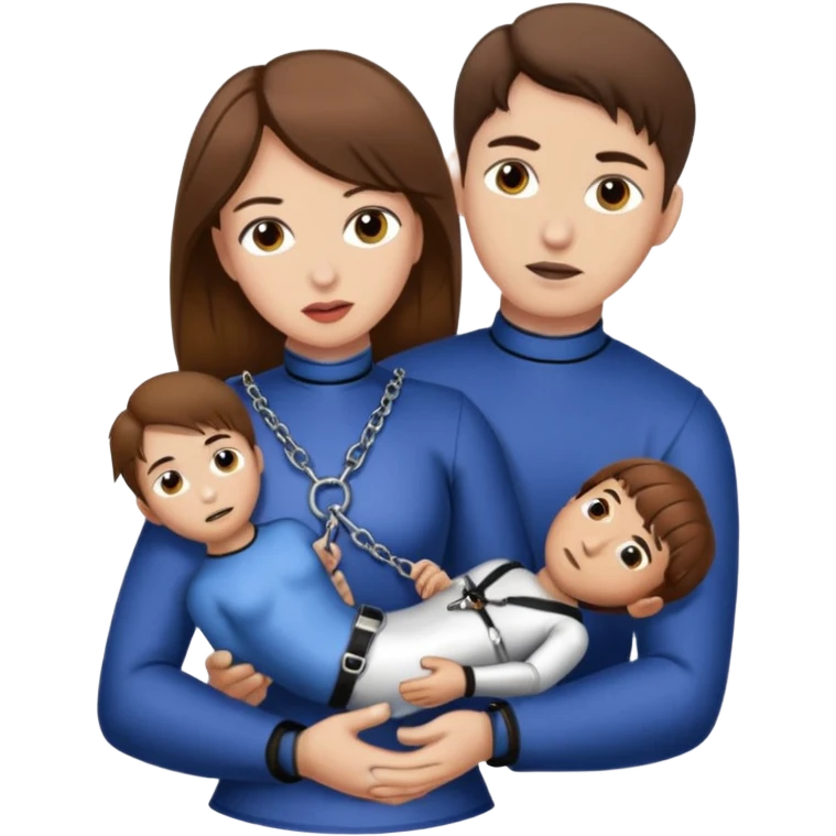 Brown hair Male submissive in chastity while tied down and is being pegged by a Hispanic femdom emoji