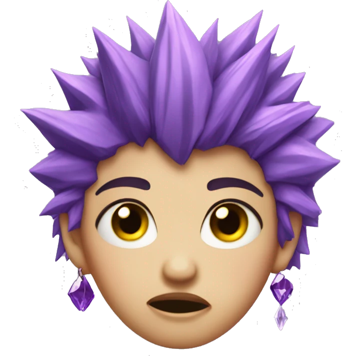 one girl with purple crystal spiky hair sad and tears crying unhappy sad eyes emoji