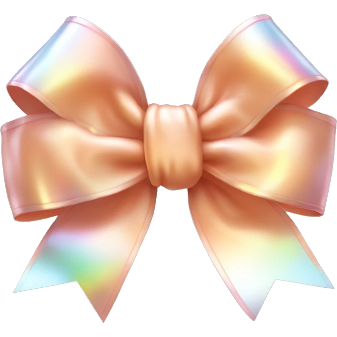 Realistic isolated silver holographic bow with smaller peach color bow attached on top of it. emoji