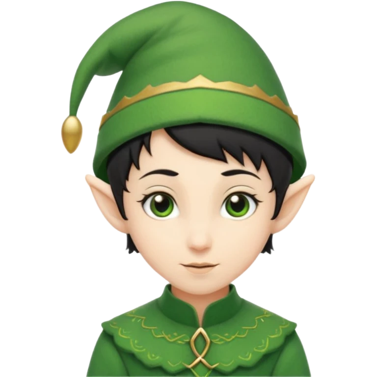 elf with short black hair and green hat emoji