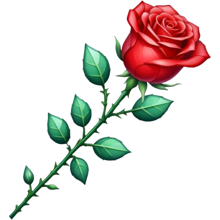 Red chrystalised rose and stem emoji