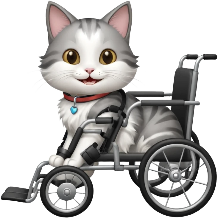 disabled cat in cat wheelchair emoji