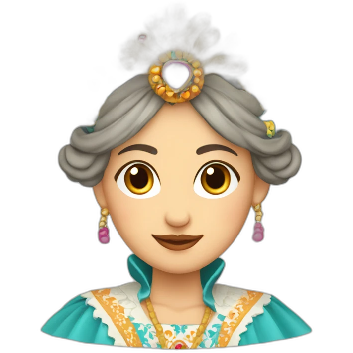 Woman in traditional Valencian dress from Valencia Spain with elaborate headdress, fallera emoji