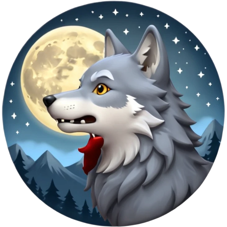 Real wolf howling at the moon emoji