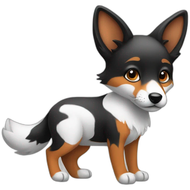 Black and white baby of a fox and a dog emoji