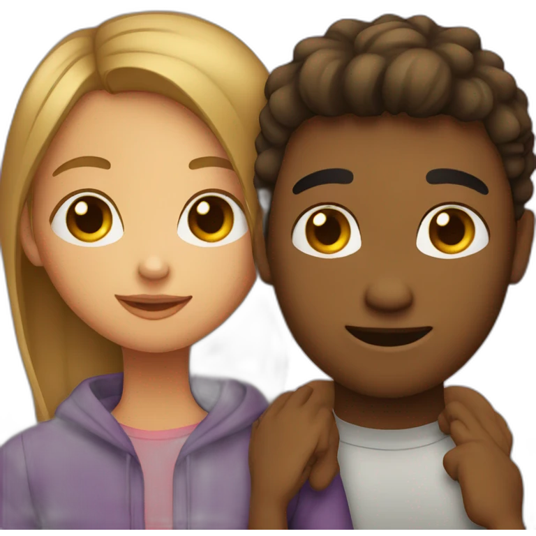 Girl holding guy’s face emoji