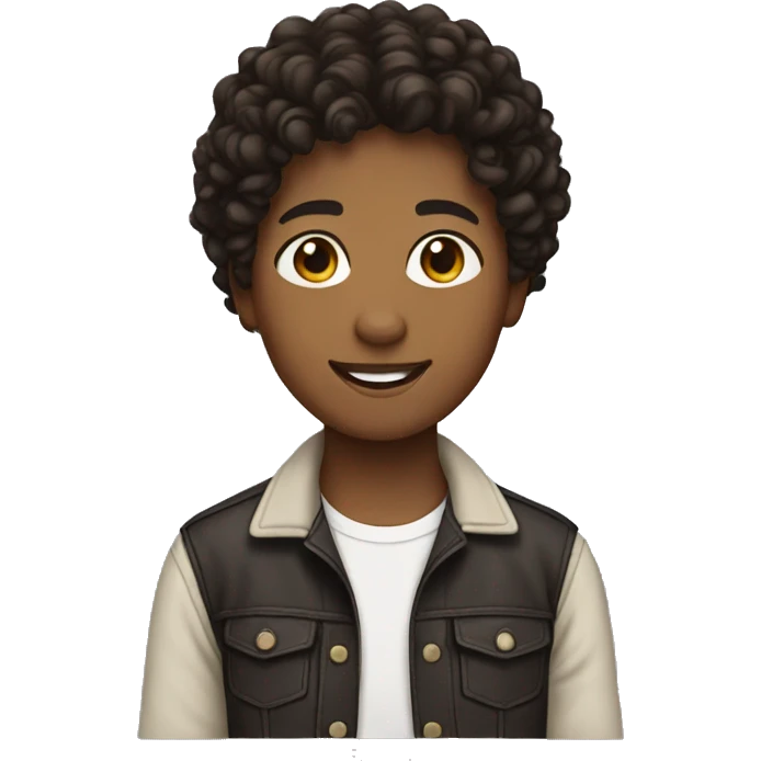 teen emoji with short dark brown curly hair emoji
