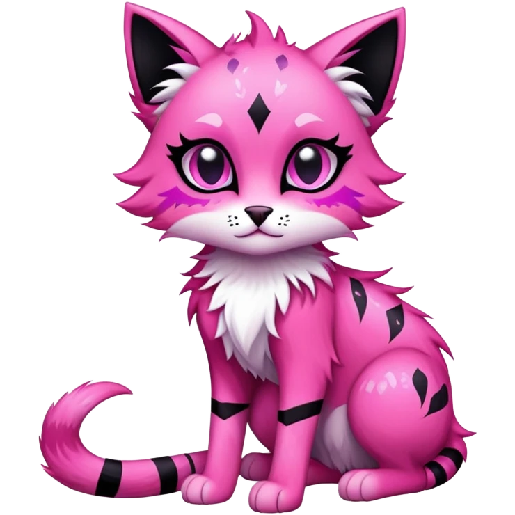 Vibrant edgy gothic Falvie-Fionbri-creature-sparkle-feline-fursona, full body, with random markings emoji