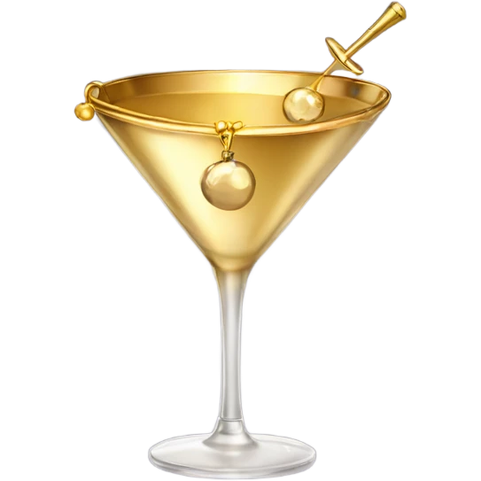 gold rimmed martini glass with tiny gold bows emoji