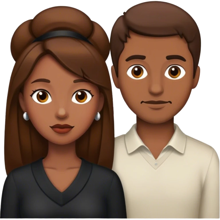 Brown hair man black lady emoji