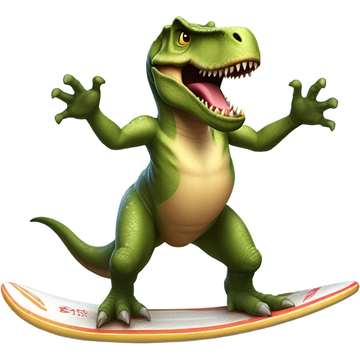 Trex on a surfboard emoji