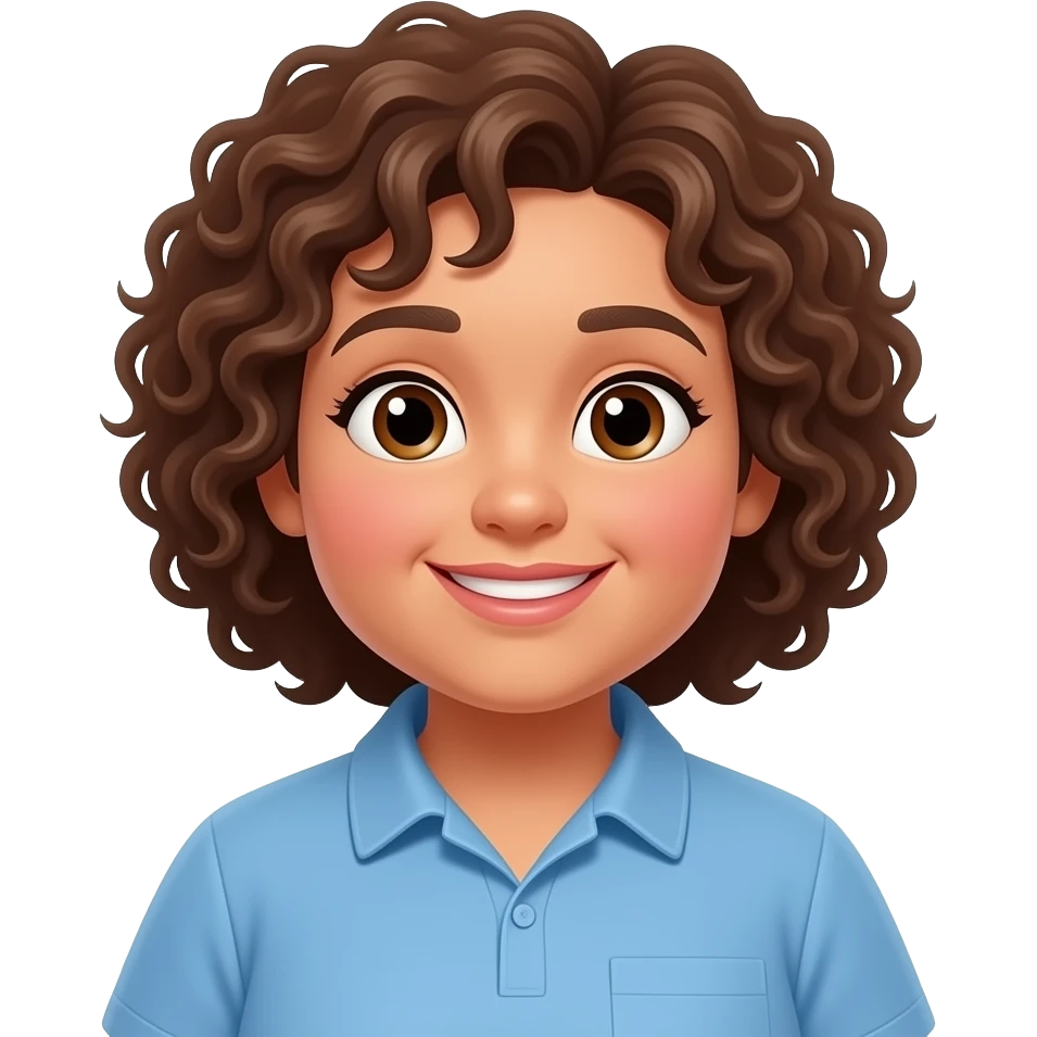 Brown curly hair chubby female special education teacher emoji