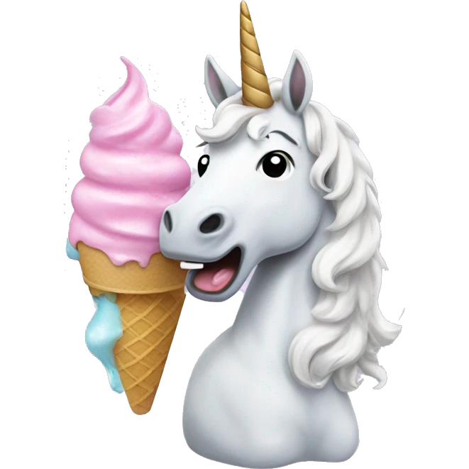 Unicorn eating ice cream emoji