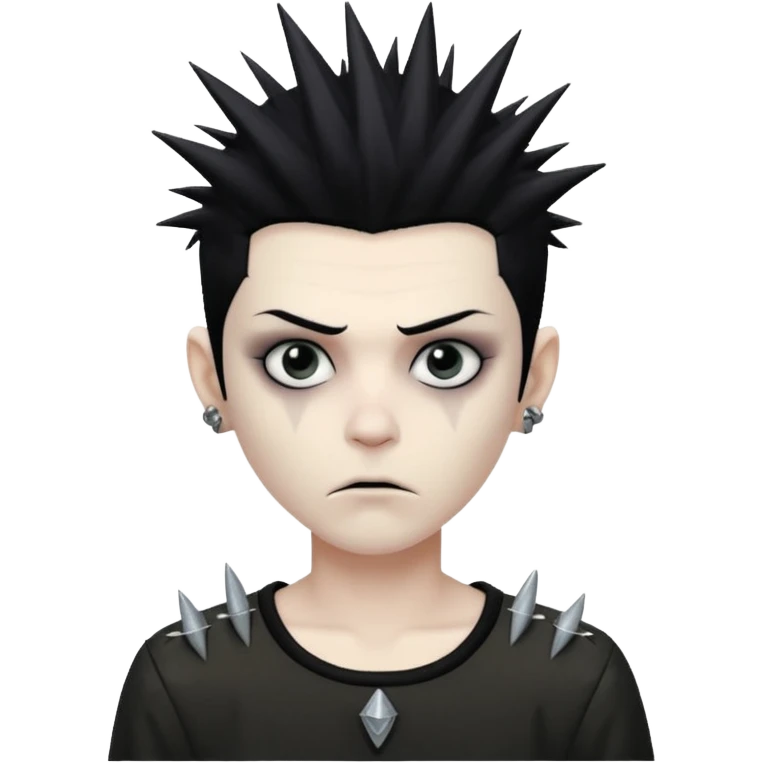 White zombie boy, spiky hair, anarchic blouse, relaxed eyes  emoji