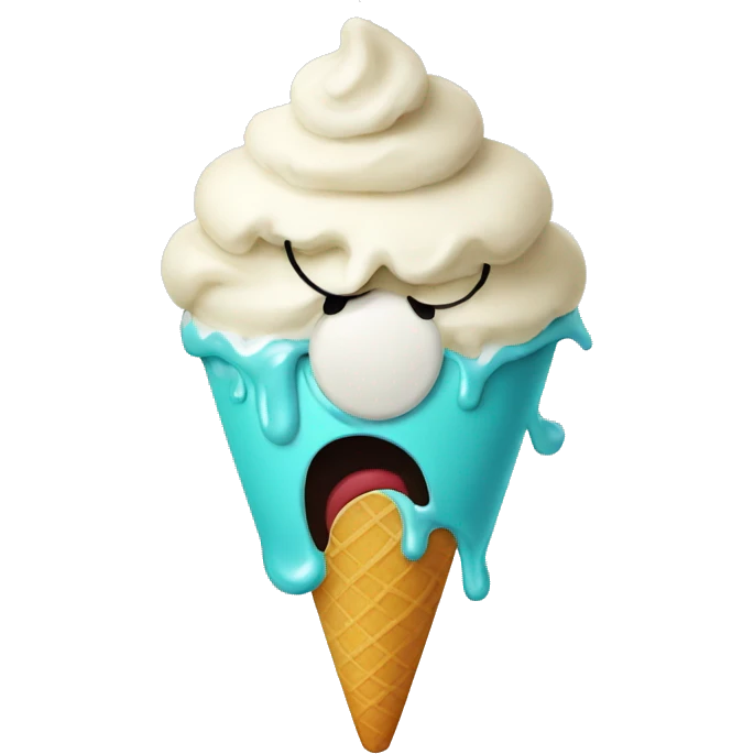 Angry face eating ice cream emoji