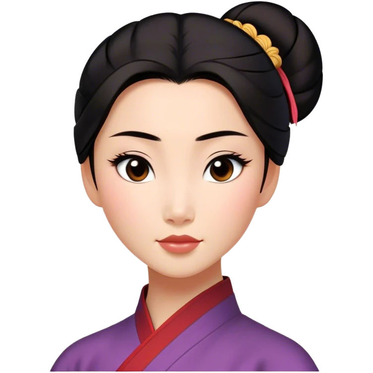 Cinematic Realistic Serene Mulan Portrait, showing Mulan (chest and above) with radiant, smooth skin and delicately detailed dark hair swept back in a neat bun. Her gentle, reflective expression is captured with soft natural lighting that highlights the nuanced textures of her features and traditional attire in muted hues. The composition glows with an inviting, natural radiance and subtle shadows, evoking a calm and introspective mood that speaks of quiet strength and enduring beauty. emoji