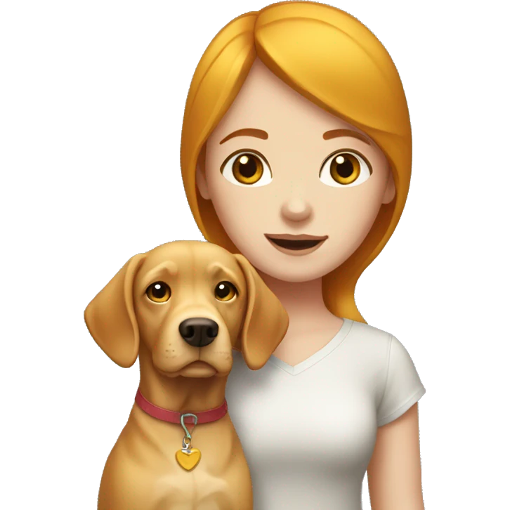 Red-haired girl with yellow Labrador dog emoji