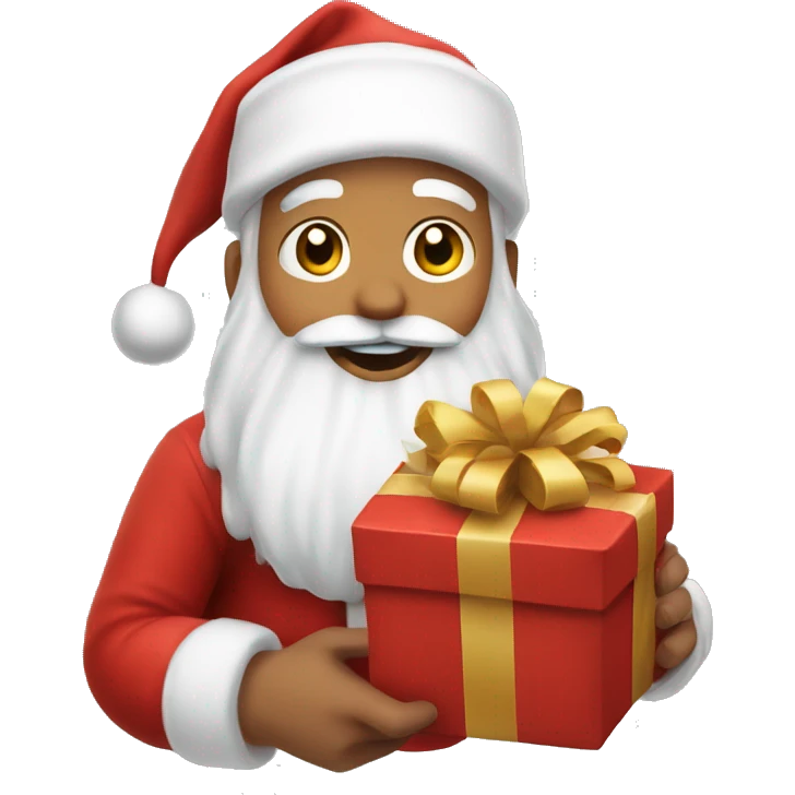 santa clos happy clutching a present emoji