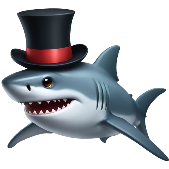 Shark with a top hat emoji