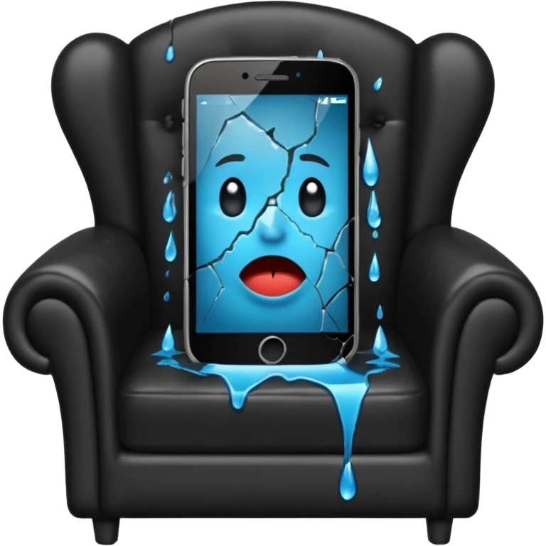 a phone in a chair looking sad and crying emoji