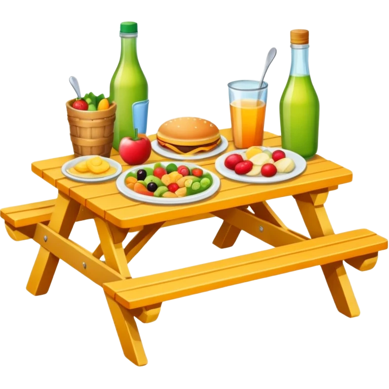 picnic table with food items on it emoji