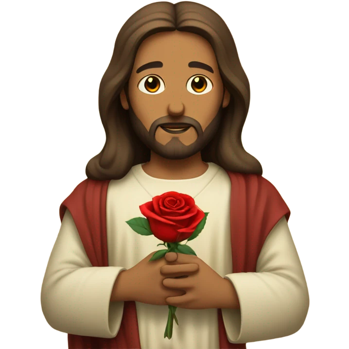 Jesus holding a rose emoji