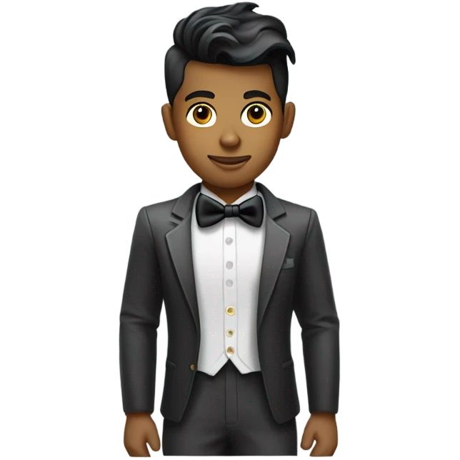 futuristic boy with bow tie and a pompadour haircut  emoji