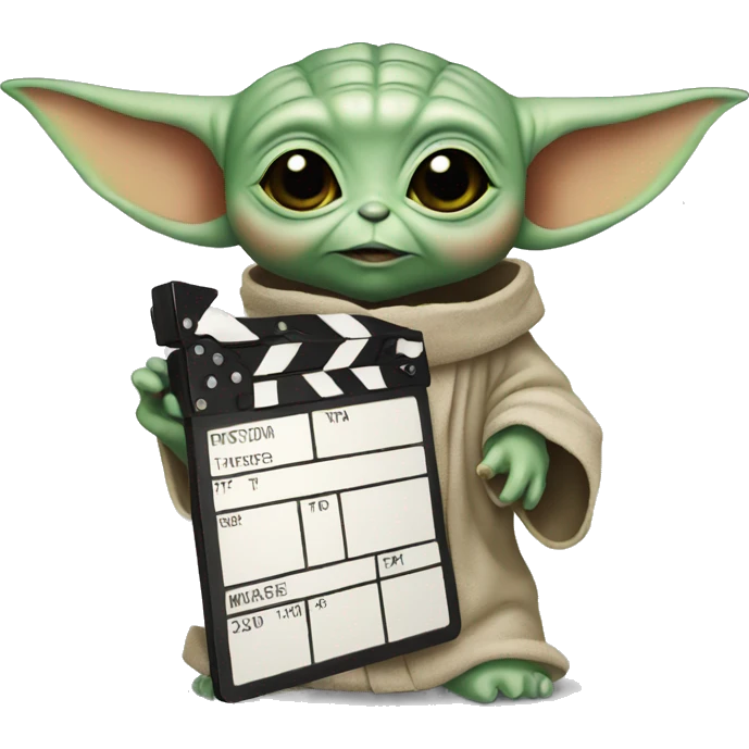 baby yoda holding a clapperboard emoji