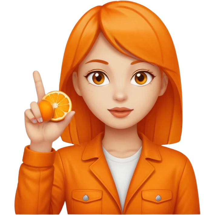 Orange girl middle finger on Orange and juicy emoji
